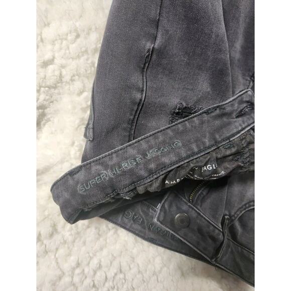 Sz 6 American Eagle Womens Black / Gray Distressed Jegging Skinny Jeans - Picture 5 of 7